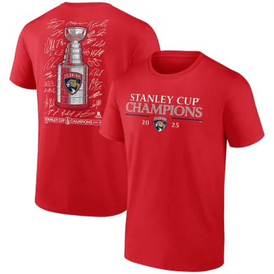 Pánské tričko Florida Panthers NHL 2025 Stanley Cup Champions Signature Roster T-Shirt - Red Velikost: S