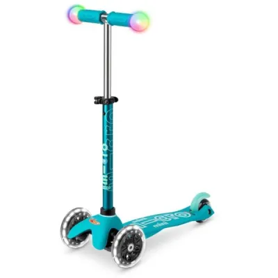 Micro MINI DELUXE MAGIC LED Dětská koloběžka, tyrkysová, velikost UNI