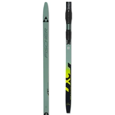 Fischer TWIN SKIN POWER MEDIUM EF SET + BDG TOUR STEP Běžecké lyže s podporou stoupání skin, světle zelená, velikost 194