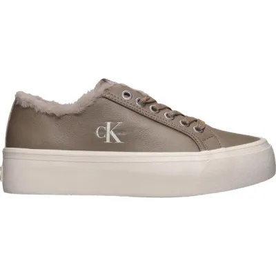 Calvin Klein VULC FLATF LACEUP LTH FUR Dámské zimní tenisky, hnědá, velikost 37