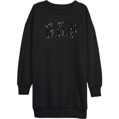 GAP FRCH FLEECE LOGO Dívčí šaty, černá, velikost S