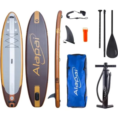 Alapai DOG FRIENDLY 350 Nafukovací jednovrstvý paddleboard, hnědá, velikost UNI