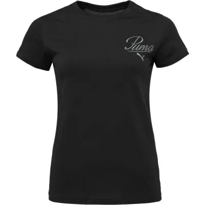 Puma ESSENTIALS SCRIPT TEE Dámské tričko, černá, velikost XS