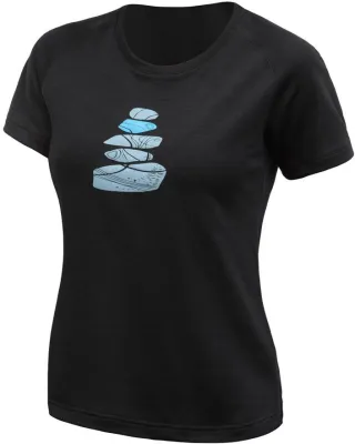 SENSOR MERINO BLEND STONE dámské triko kr.rukáv černá Velikost: S