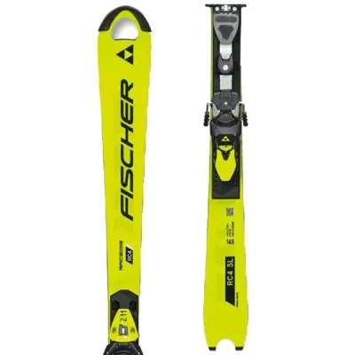 Fischer RC4 WC SL JR M-PLATE + RC4 Z11 FF GW Sjezdové lyže, žlutá, velikost 135