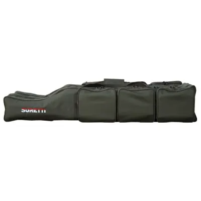 Suretti ROD CASE 135 CM Tříkomorový obal na pruty, tmavě zelená, velikost UNI