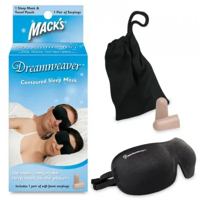 MACK'S DREAMWEAVER SLEEP MASK Maska a špunty do uší, černá, velikost UNI