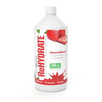 GymBeam REHYDRATE 1000 ML - JAHODA Iontový nápoj, , velikost 1 L