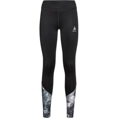 Odlo W ESSENTIAL PRINT TIGHTS Dámské běžecké legíny, černá, velikost XS