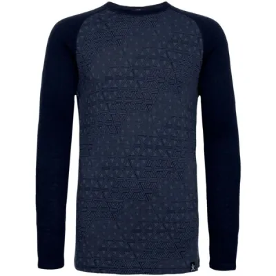 Bula GEO MERINO WOOL CREW Pánské triko s dlouhým rukávem, tmavě modrá, velikost S
