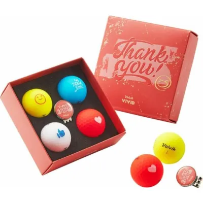 VOLVIK GB THANK YOU 4 BALLS + 1 BALLMARKER Golfové míčky, mix, velikost UNI