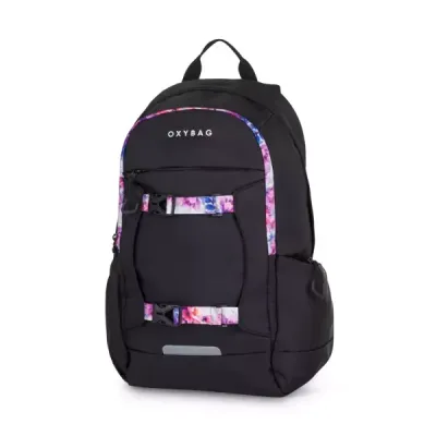 Oxybag ZERO FLOWERS Studentský batoh, černá, velikost UNI