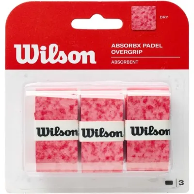 Wilson ABSORBX OVERGRIP PADEL 3PACK Vrchní omotávka pro padelové rakety, červená, velikost UNI