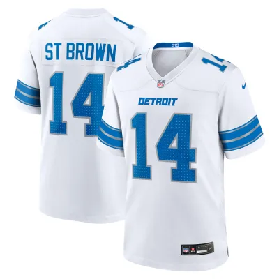 Pánský dres Detroit Lions NFL Amon-Ra St. Brown #14 Game - Bílá Velikost: S