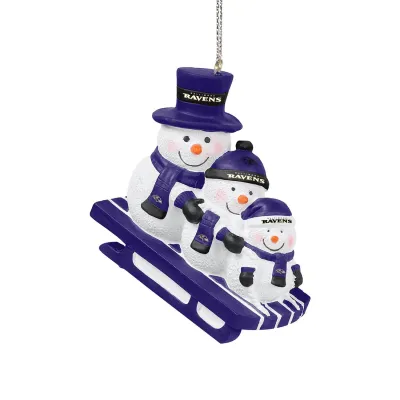 Vánoční ozdoba Baltimore Ravens NFL Sledding Snowmen