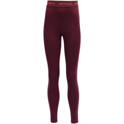 Devold DUO ACTIVE MERINO LONGS JR Dětské termo kalhoty, vínová, velikost 16Y