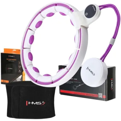 HMS SET HHM17 + BR163 Sada masážní obruče se závažím a zeštíhlujícího pásu, bílá, velikost UNI