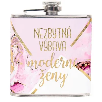 ALBI NEZBYTNÁ VÝBAVA MODERNÍ ŽENY Dárková placatka, růžová, velikost 175 ML