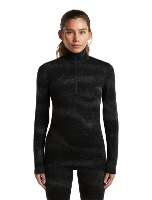 Dámské merino triko dlouhý rukáv ICEBREAKER Wmns Merino 260 Tech Vertex LS Half Zip Chillwave, Black/Obsidian/J velikost: XS