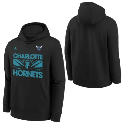 Dětská mikina Charlotte Hornets NBA Courtside Jordan Club Hoodie Černá (YOUTH) Velikost: Dětské S (122 – 134)