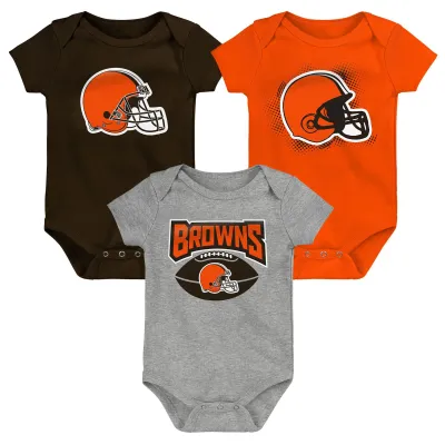 Dětské body Cleveland Browns NFL Game On Creeper Baby Bodysuit Set (3 ks) Velikost: 0 – 3 měsíce