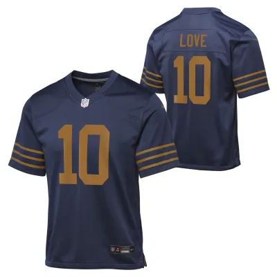 Dětský dres Green Bay Packers NFL Jordan Love #10 Game Football Throwback ALT Navy (YOUTH) Velikost: Dětské S (122 – 134)