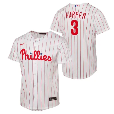 Dětský dres Philadelphia Phillies MLB Bryce Harper #3 Replica Pinstripe (YOUTH) Velikost: Dětské M (136 – 152)
