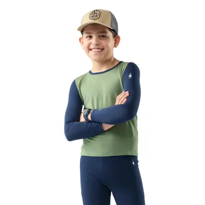 Dětské merino triko dlouhý rukáv SMARTWOOL Kids' Classic Merino Blend Base Layer Cr, Green Tea velikost: XS