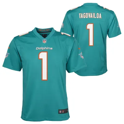 Dětský dres Miami Dolphins NFL Tua Tagovailoa #1 Game Aqua (YOUTH) Velikost: Dětské S (122 – 134)