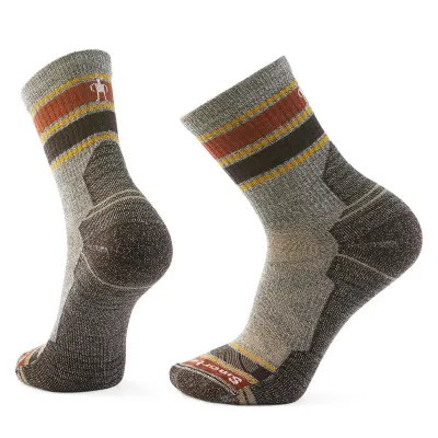 Unisex merino turistické ponožky SMARTWOOL Hike Light Cushion Striped Mid Crew Sock, Taupe/Natural Marl velikost: 46-49 (XL)