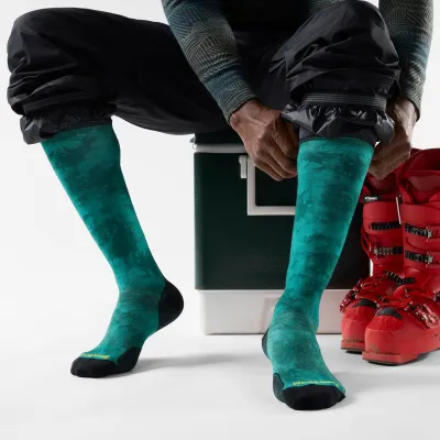 Unisex merino ponožky SMARTWOOL Ski Zero Cushion Shale Print OTC Socks, Dusty Teal velikost: 34-37 (S)