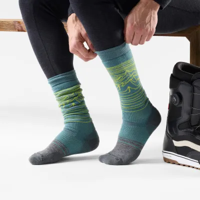 Unisex merino ponožky SMARTWOOL Snowboard Full Cushion Iguchi OTC Socks, Dusty Teal velikost: 42-45 (L)